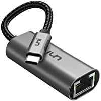 uni Adaptador USB-C a Ethernet- USB C a RJ45 Gigabit Ethernet LAN Cable Adaptador de Red- Compatible para Macbook Pro…